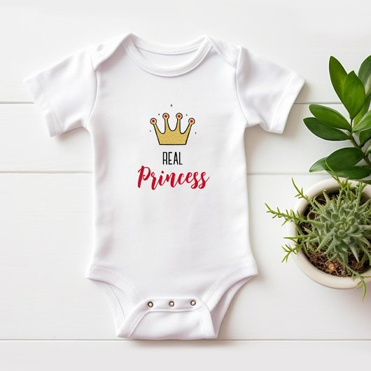 王女のための金の冠 ベビーボディスーツ