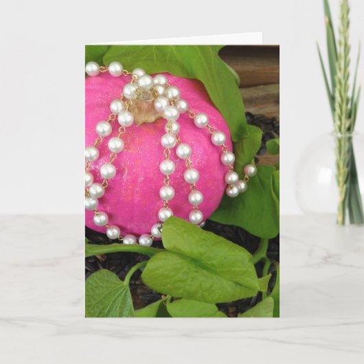 王女のカボチャ、ピンクのカボチャは、nのカボチャを真珠で飾ります カード (正面)