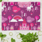 王女の城およびユニコーンの虹 キッチンタオル (折り畳み)