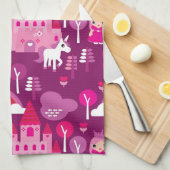 王女の城およびユニコーンの虹 キッチンタオル (四つ折り)