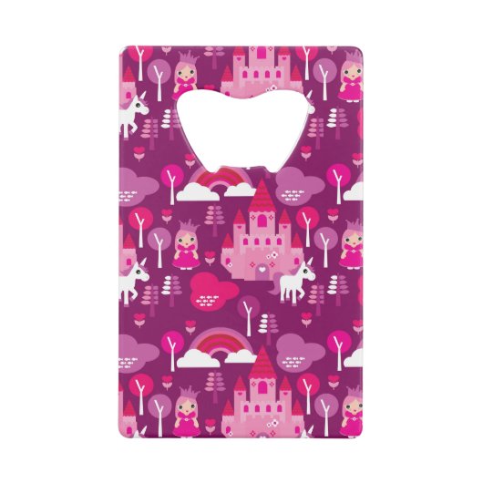 王女の城およびユニコーンの虹 クレジットカード栓抜き (正面)