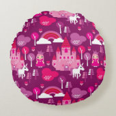 王女の城およびユニコーンの虹 ラウンドクッション (正面)