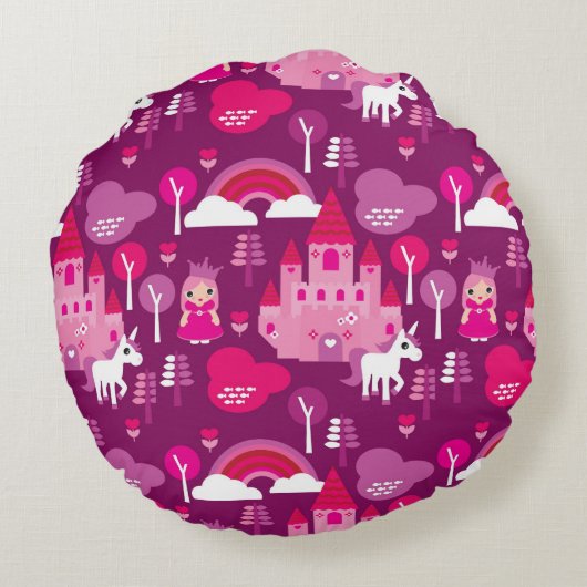 王女の城およびユニコーンの虹 ラウンドクッション (裏面)