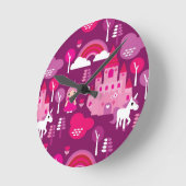 王女の城およびユニコーンの虹 ラウンド壁時計 (傾斜)