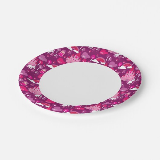 王女の城と一角の虹 ペーパープレート (アングル)