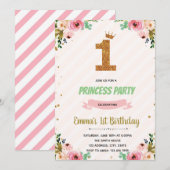 王女の1歳の誕生日招待状 招待状 (正面/裏面)