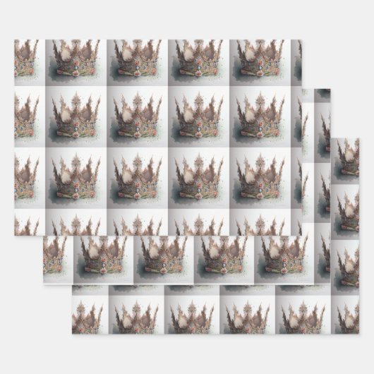 王妃に合わせた王冠の包装紙 ラッピングペーパーシート (セット)