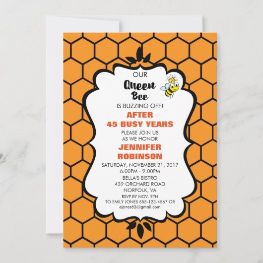 王妃ビーかわいいのまわりにと王冠の引退 招待状 (正面)