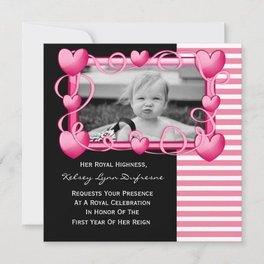 王妃殿下の写真付き誕生日招待状 招待状 (正面)