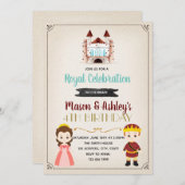 王子および王女の誕生日のパーティの招待状 招待状 (正面/裏面)