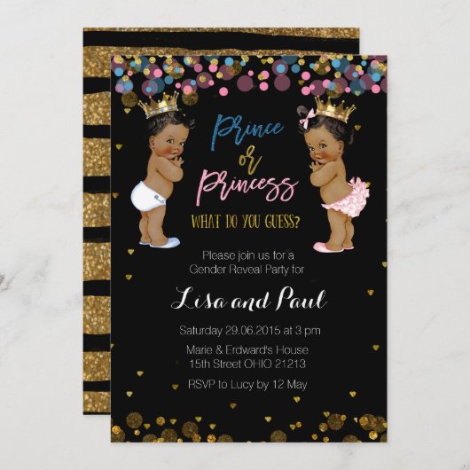 王子および王女性は招待を明らかにします 招待状 (正面/裏面)