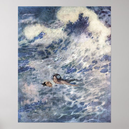 王子と人魚は、エドモンド・ダラック作 ポスター (正面)