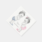 王子と姫の双子のベビーシャワー スタンダードカクテルナプキン (角)