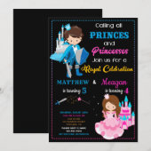 王子と王女の誕生日招待状 デュアルパーティー 招待状 (正面/裏面)