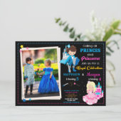 王子と王女の誕生日招待状（写真付き） 招待状 (スタンド正面)