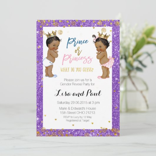 王子と王女ジェンダー明かす招待状紫 招待状 (スタンド正面)