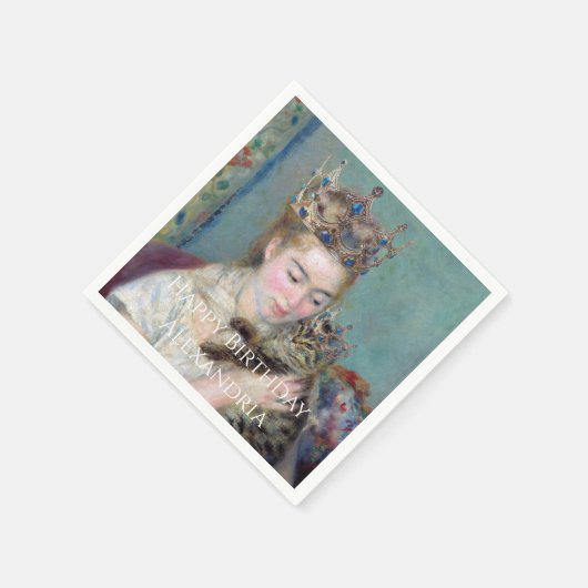 王子と私のハッピーバースデーをパーソナライズ スタンダードカクテルナプキン (角)