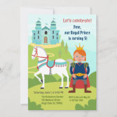 王子の男の子の誕生日パーティー 招待状 (正面)