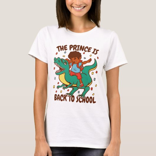 王子は恐竜の新学期に乗っている Tシャツ (正面)