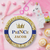 王子は|海軍および金ゴールドの王子のプレートをめっきします ペーパープレート (パーティー)