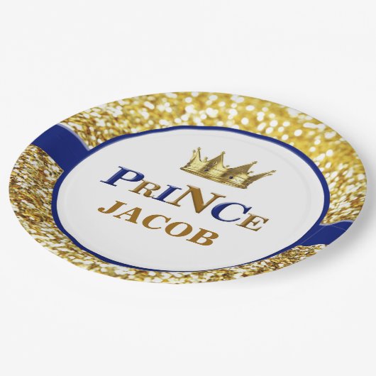 王子は|海軍および金ゴールドの王子のプレートをめっきします ペーパープレート (アングル)