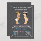 王子またはプリンセスの性は-白人を明らかにします 招待状 (正面/裏面)
