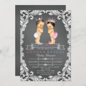 王子またはプリンセスシャルボードジェンダーの表示 招待状 (正面/裏面)