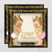 王子またはプリンセス性別が赤ちゃんファンシーのシャワーを明かす 招待状 (正面/裏面)