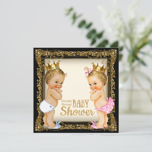 王子またはプリンセス性別が赤ちゃんファンシーのシャワーを明かす 招待状 (スタンド正面)