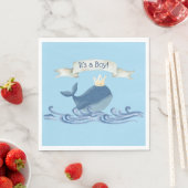 王子クラウンの海のテーマのかわいいクジラ スタンダードランチョンナプキン (インサイチュ)