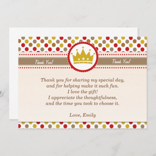 王子サンキューカードの赤の金ゴールド サンキューカード (正面/裏面)