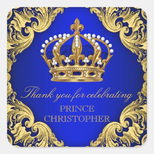 王子ベビーシャワーお土産ステッカー スクエアシール (正面)
