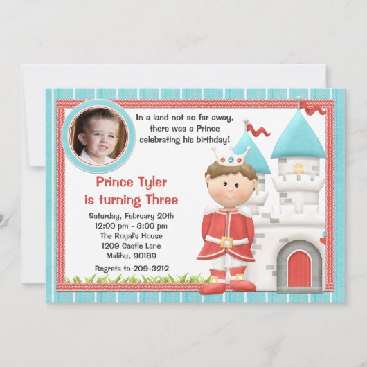 王子子供の誕生日のパーティの招待状 招待状 (正面)