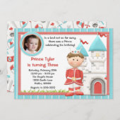 王子子供の誕生日のパーティの招待状 招待状 (正面/裏面)