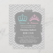 王子王室のまたはプリンセス性別が赤ちゃんのシャワーを明かす 招待状 (正面/裏面)
