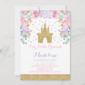 王子Birthday Invitation Gold Princess Catle 招待状 (正面)
