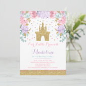 王子Birthday Invitation Gold Princess Catle 招待状 (スタンド正面)