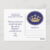 王室のありがとう赤ちゃんシャワーありがとうポストカード ポストカード (裏面)