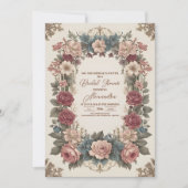 王室のお洒落ビクトリアンフローラブライダルシャワー 招待状 (正面)