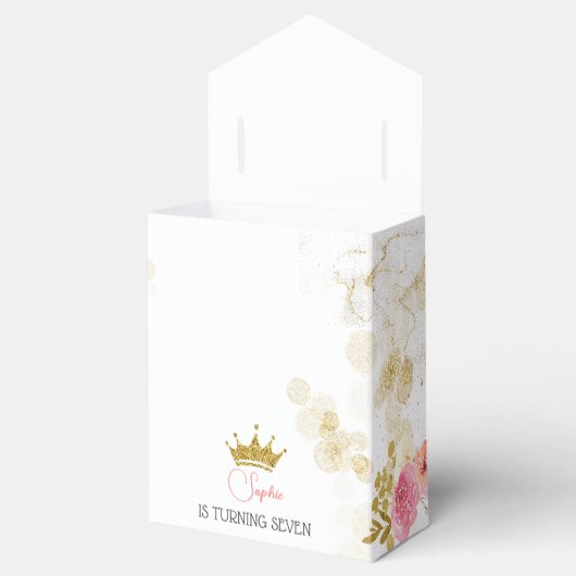 王室のお祝いピンクのプリンセス誕生日 フェイバーボックス (オープン)