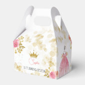 王室のお祝いピンクのプリンセス誕生日 フェイバーボックス (裏面サイド)