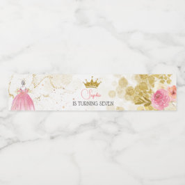 王室のお祝いピンクのプリンセス誕生日 ペットボトルラベル