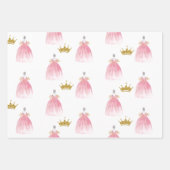王室のお祝いピンクのプリンセス誕生日 ラッピングペーパーシート (正面2)