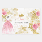 王室のお祝いピンクのプリンセス誕生日 ラッピングペーパーシート (正面)