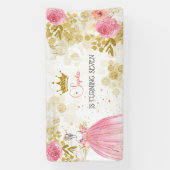 王室のお祝いピンクのプリンセス誕生日 横断幕 (縦)