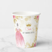 王室のお祝いピンクのプリンセス誕生日 紙コップ (裏面)