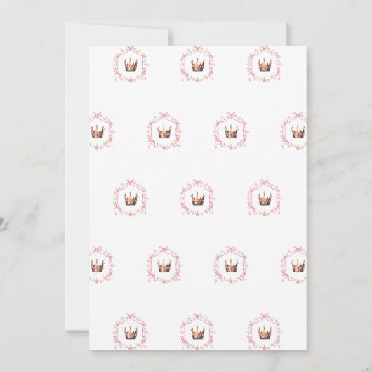 王室のお祝いプリンセスガーリー第1誕生日 招待状 (裏面)