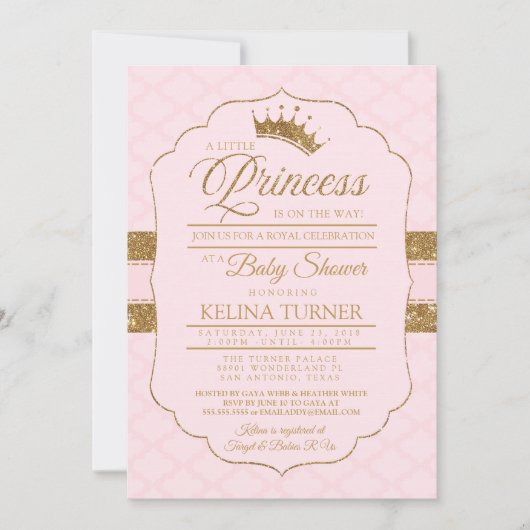 王室ので小さいプリンセスの赤面のベビーシャワーの招待状 招待状 (正面)