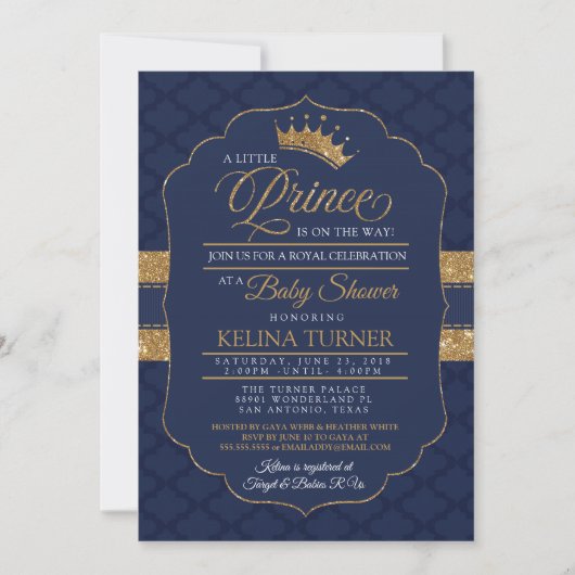 王室ので小さい王子ベビーシャワーの招待状 招待状 (正面)
