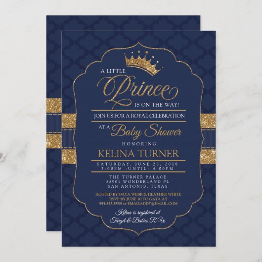 王室ので小さい王子ベビーシャワーの招待状 招待状 (正面/裏面)